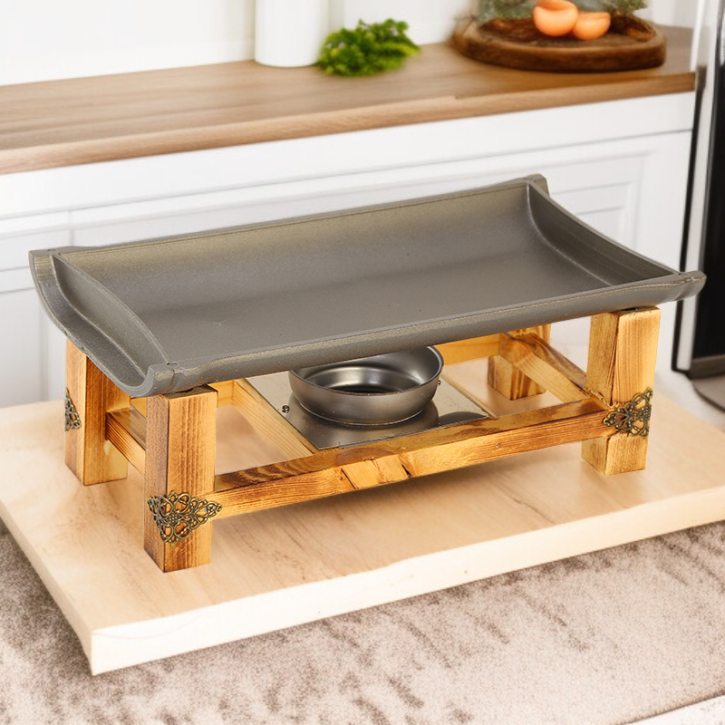 대나무 도자기 직사각형 생선 구이 접시 상업용 알코올 스토브