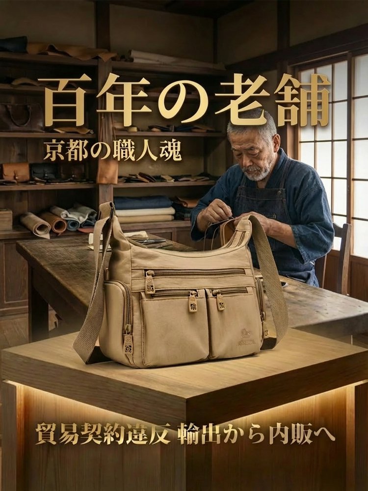 【京都の職人魂】多層大容量ショルダーバッグ