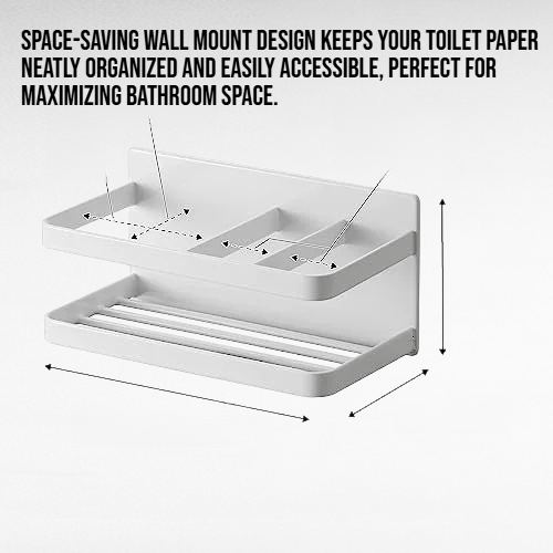 Toilet Paper Organizer Box with Wall Mount Design
