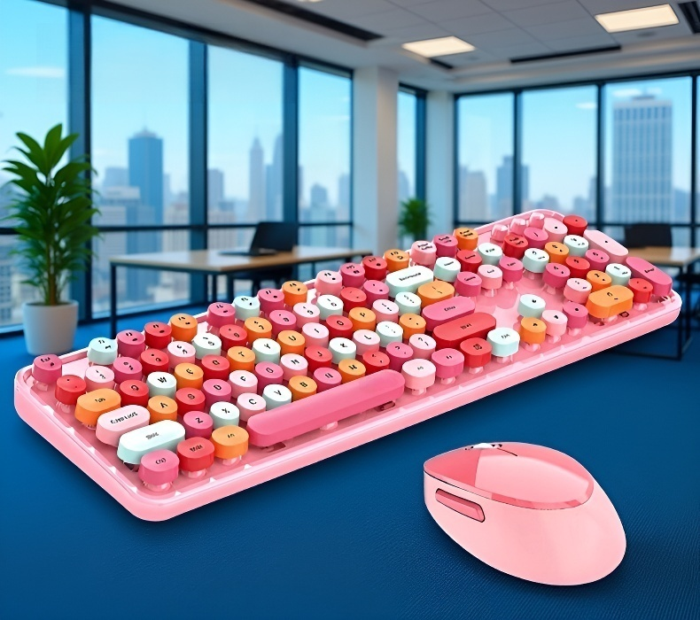 デスクに置かれたカラフルキーボード