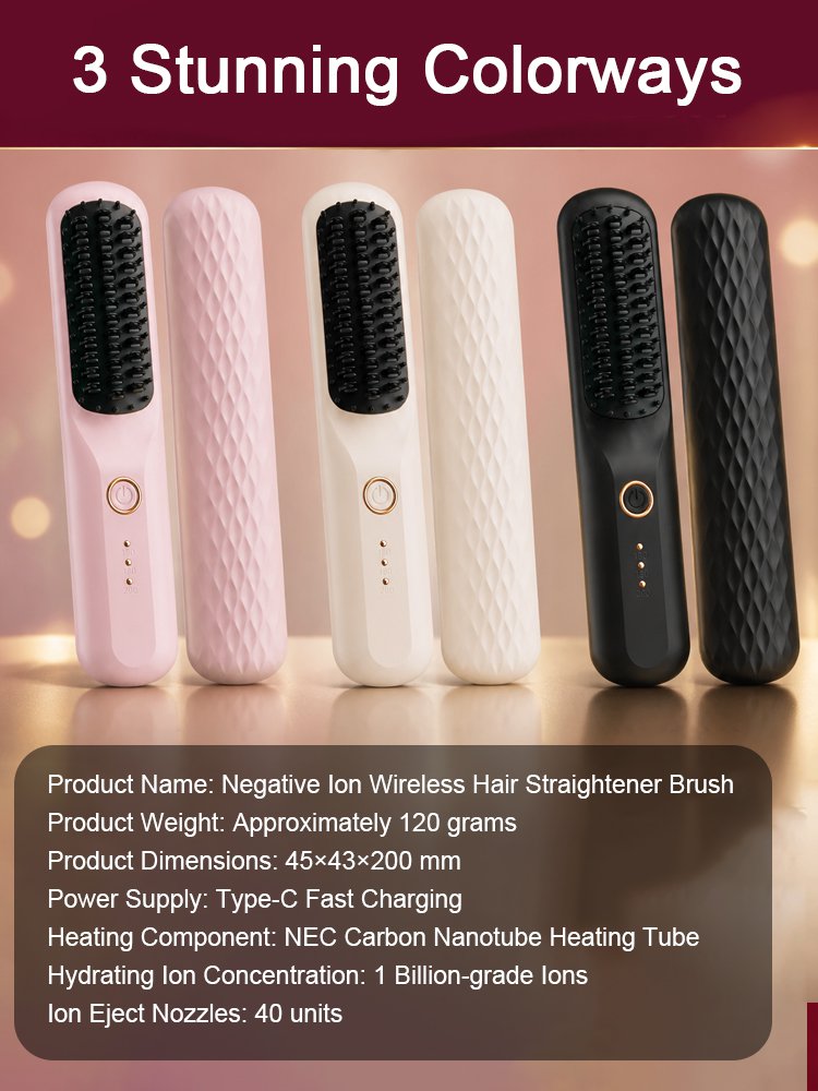 3 Seconds Smooth Ionic Cordless Hair Straightening Brush