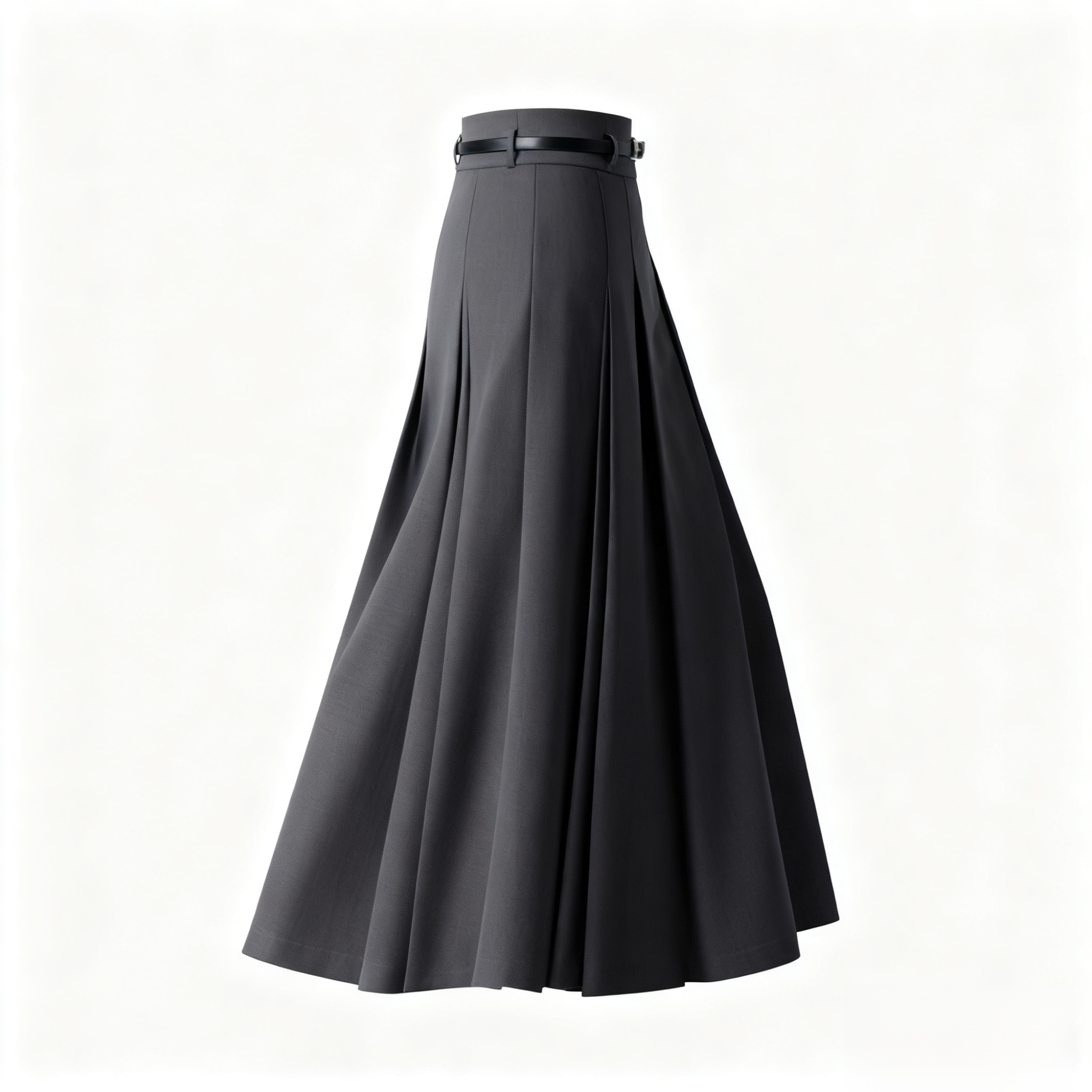 ハイウエストのエレガントなプリーツミディスカート
