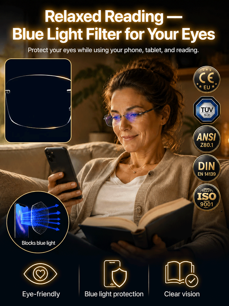 Ultra-light Diamond-Cut Rimless Reading Glasses