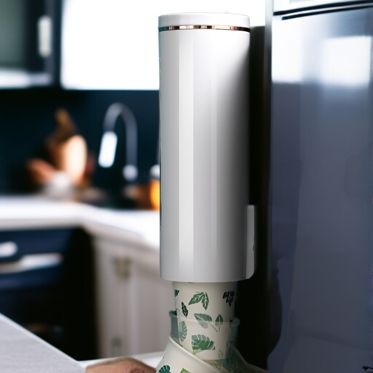 Kompaktowy dozownik na jednorazowe kubki, uchwyt ścienny na kubki