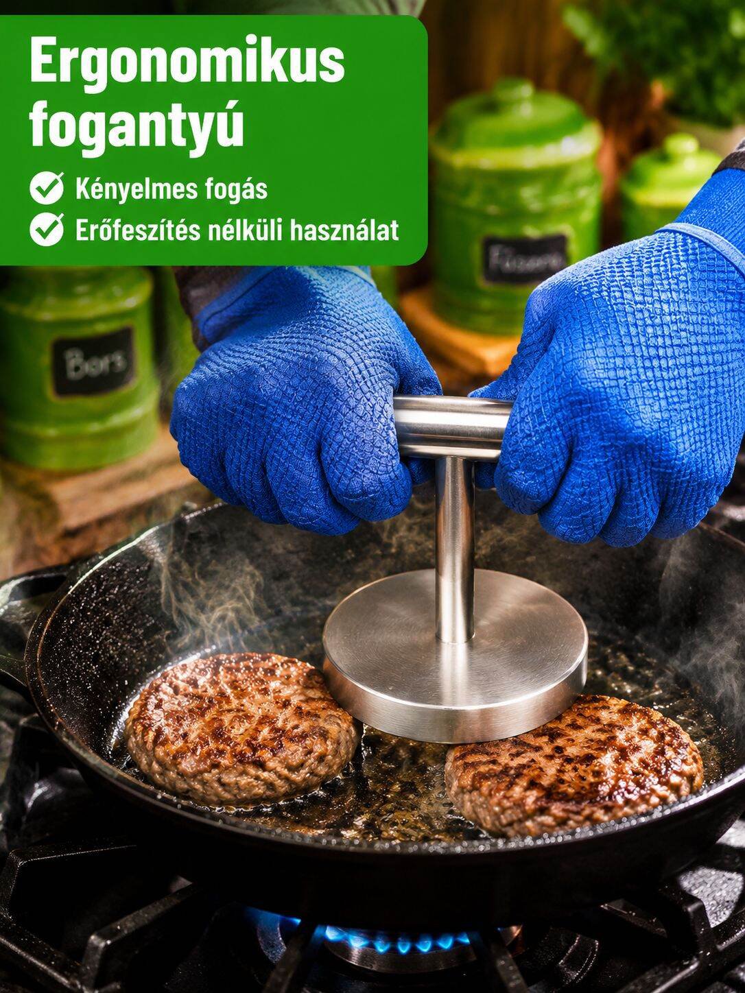 Egyszerűen tisztítható pogácsa nyomó