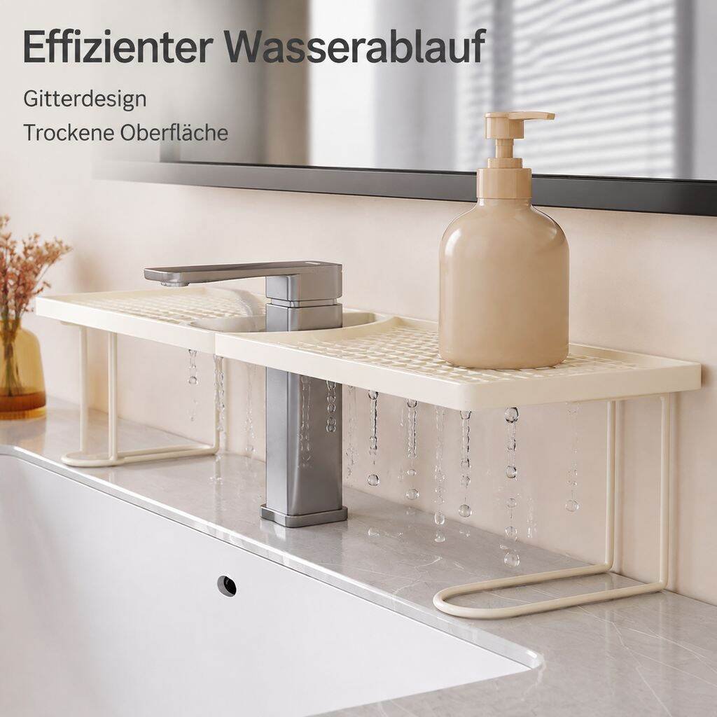 Abtropfgestell für Waschbeckenarmatur und Toilettenartikel