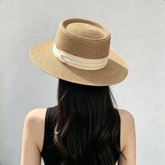 Französischer Strohhut im Hepburn-Stil für Damen  breite Krempe  Sonnenschutz  Strandhut für Urlaub