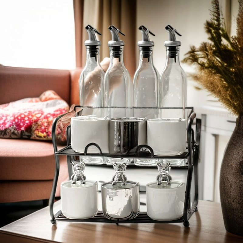 Set de recipientes para especias con caja de almacenamiento