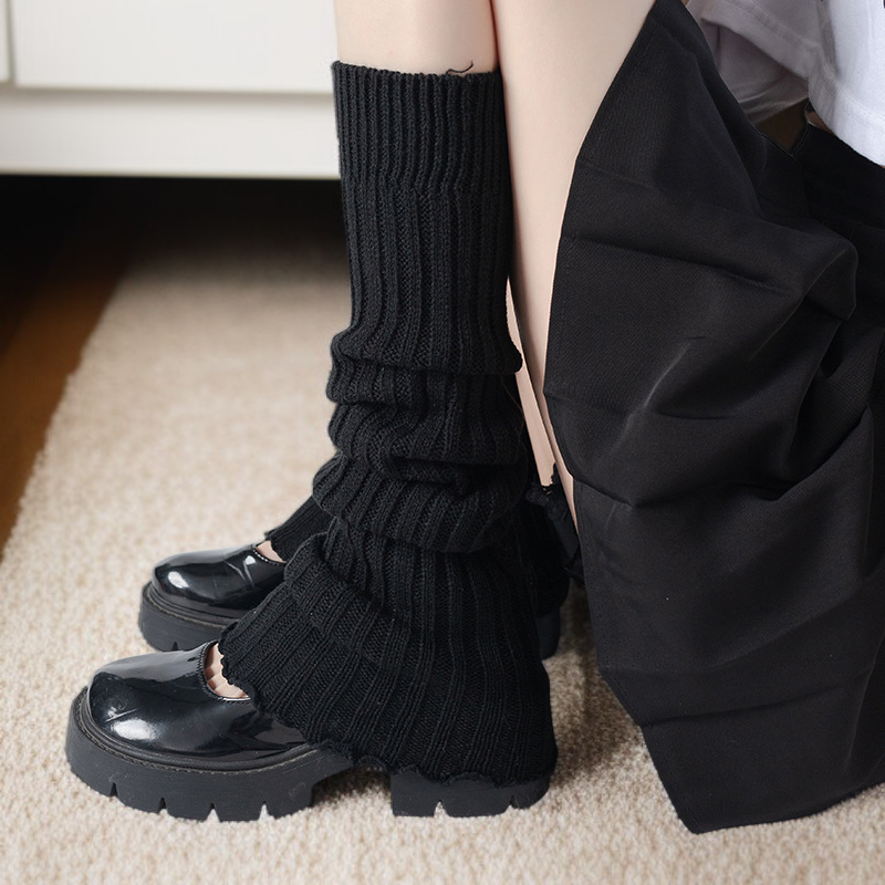 Women's Autumn Winter Leg Warmers, Japanese Y2K Mid-Calf Knitted Socks for Snow Boots