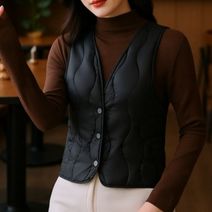 新しい冬スタイルの女性のダウンシルクベスト、軽量で暖かいフリースベスト、ショートベスト、インナーレイヤー