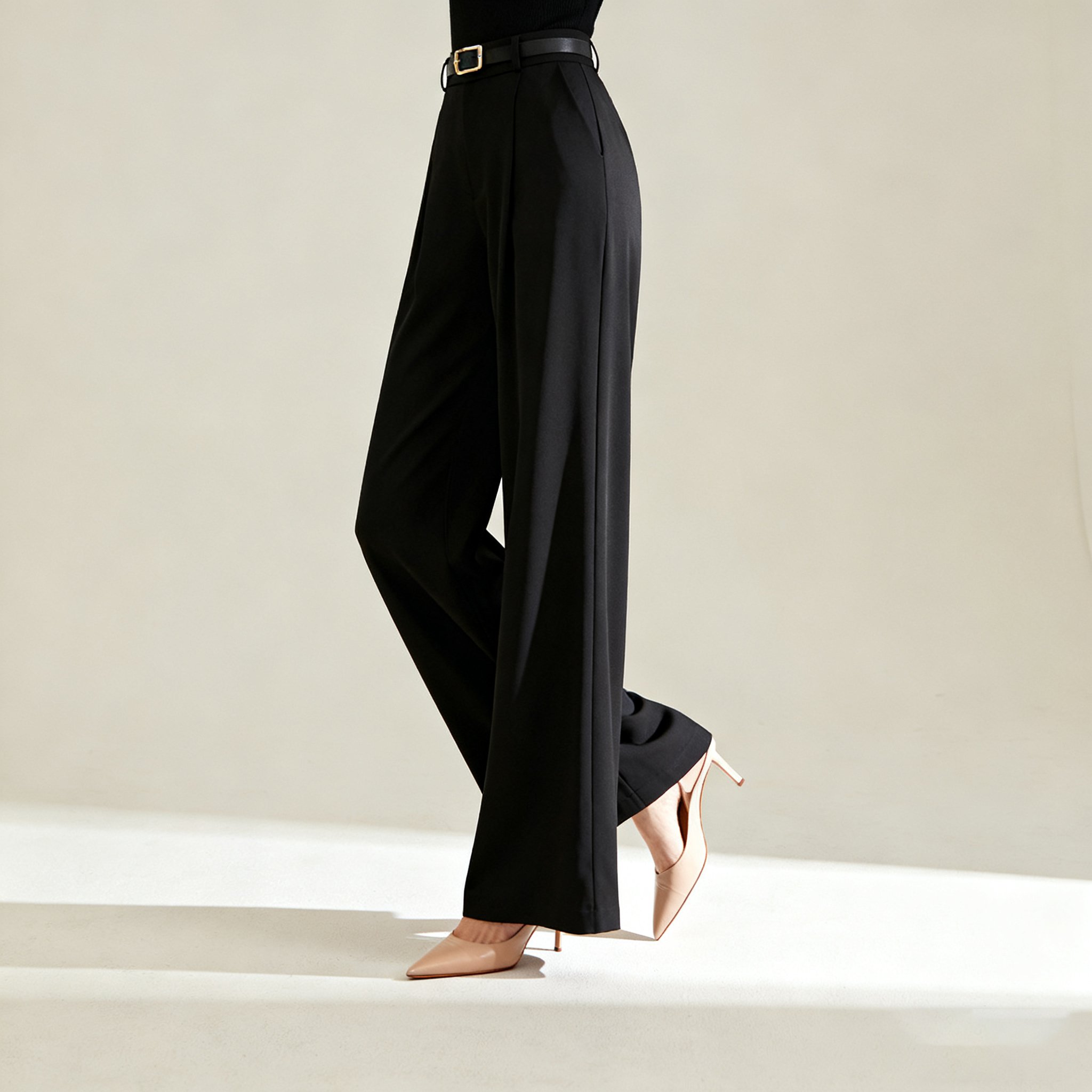 블랙 플레어 와이드 팬츠 전체 이미지