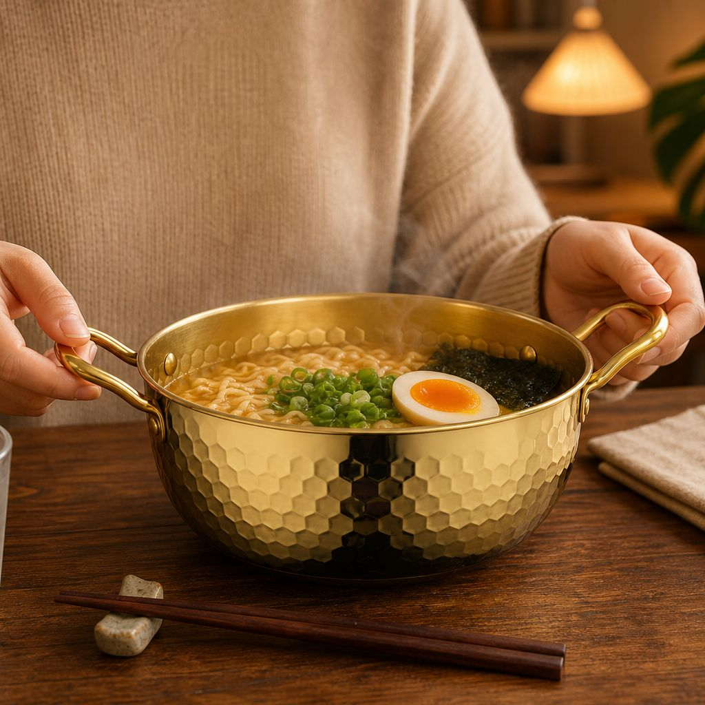 multifunction Soup pot frying pan Induction cooker Durable Gold Hammered on both ears Golden Noodle 