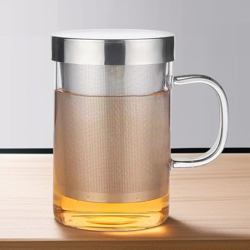 사무실 남성용 내열 유리 티컵 스테인리스 유리 티컵