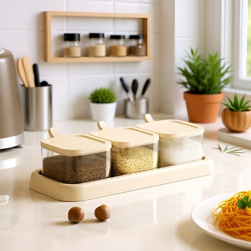 مجموعة توابل، عبوة توابل للمطبخ، برطمان توابل منزلي، عبوة تخزين ملح وغلوتامات أحادية الصوديوم  