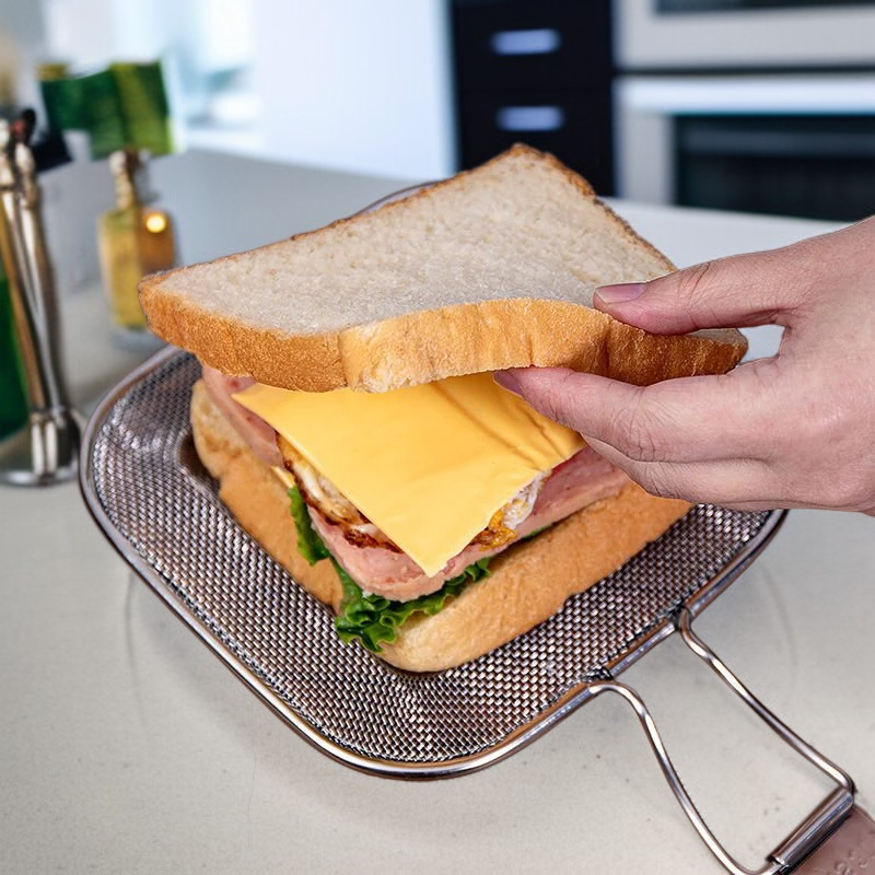 Multi-Purpose Stainless Steel Toaster Clamp for Sandwich Grilling