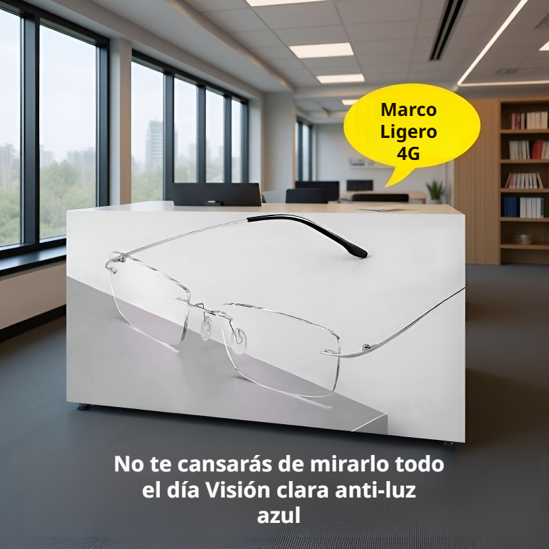 Gafas de lectura sin montura con filtro de luz azul y marco de titanio