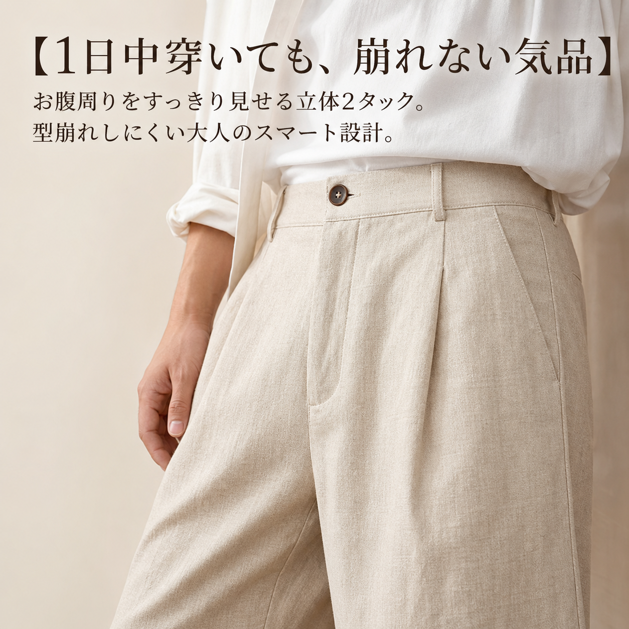 夏用オールドマネースタイル リネンゆったりメンズショートパンツ