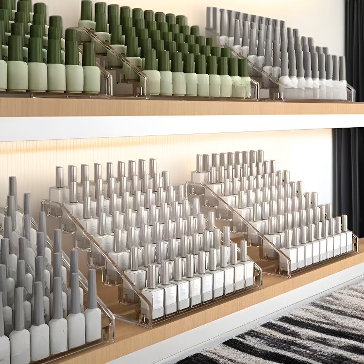 ชั้นวางเครื่องสำอางและยาทาเล็บในบ้านแบบหลายชั้นสำหรับจัดเก็บและโชว์