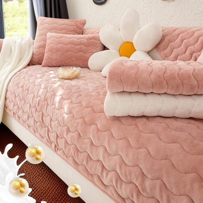 겨울 소파 커버 미끄럼 방지 두꺼운 보풀 대두 섬유 소파 커버 커버