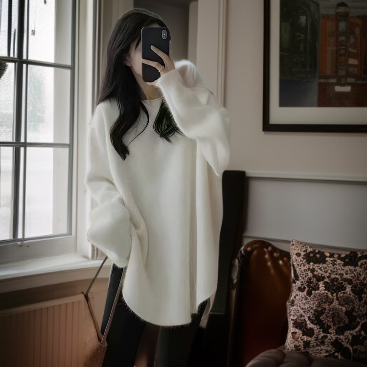 レディース冬用モヘアニットセーター全体写真