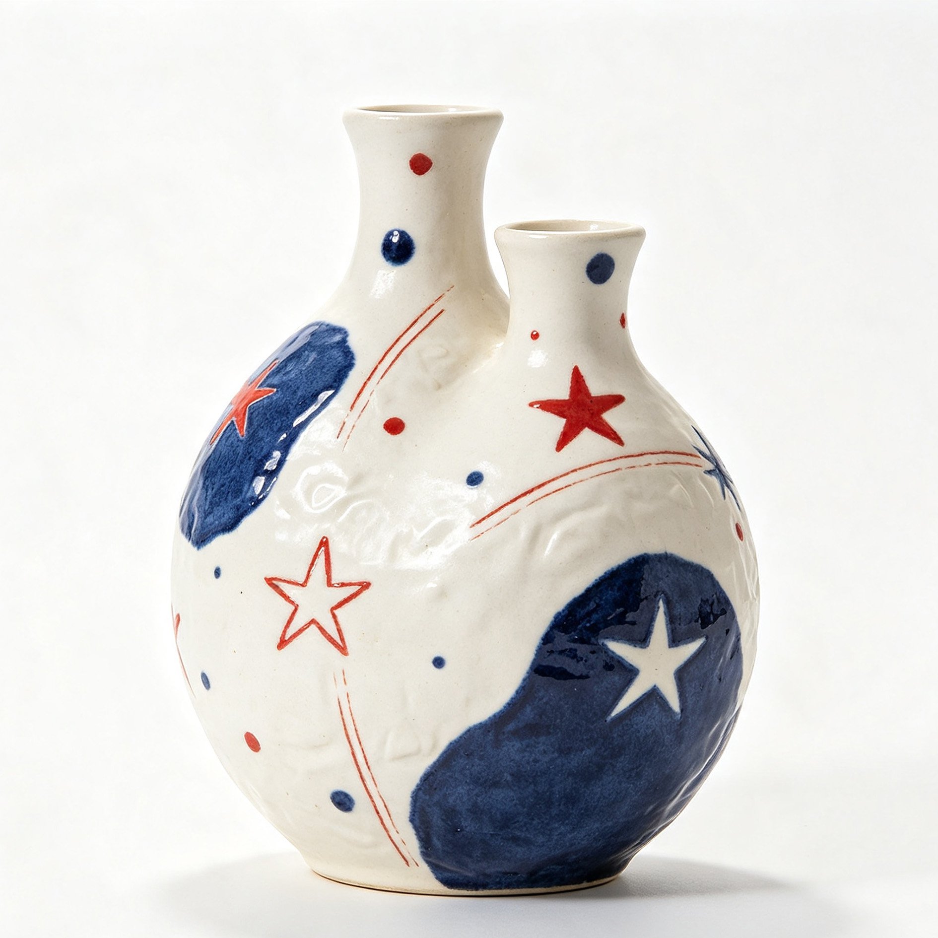 Star-patterned twin ceramic vases