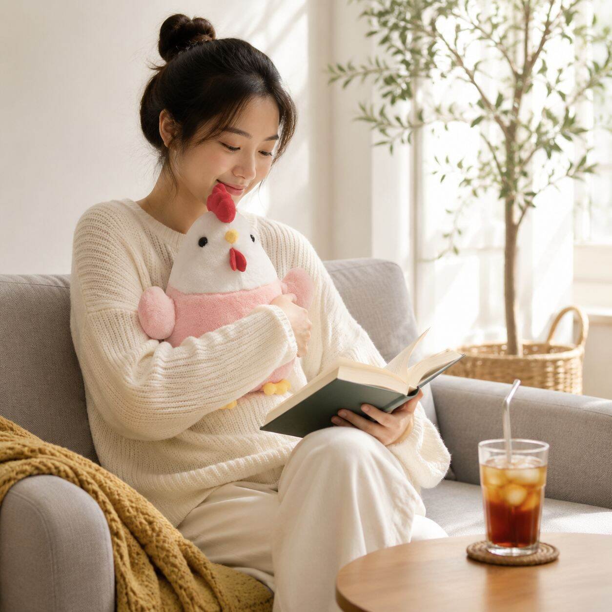 귀여운 인형 닭 봉제인형 부드럽고 편안한 여자 수면 베개