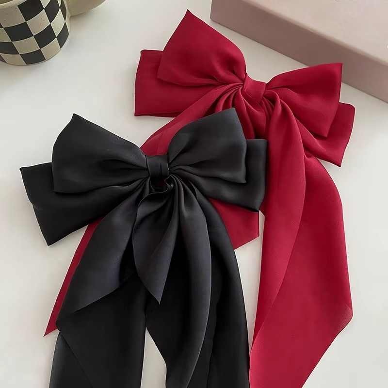 ชีฟอง Bowknot Hair Clip ผู้หญิงใหญ่ Bowknot Headwear