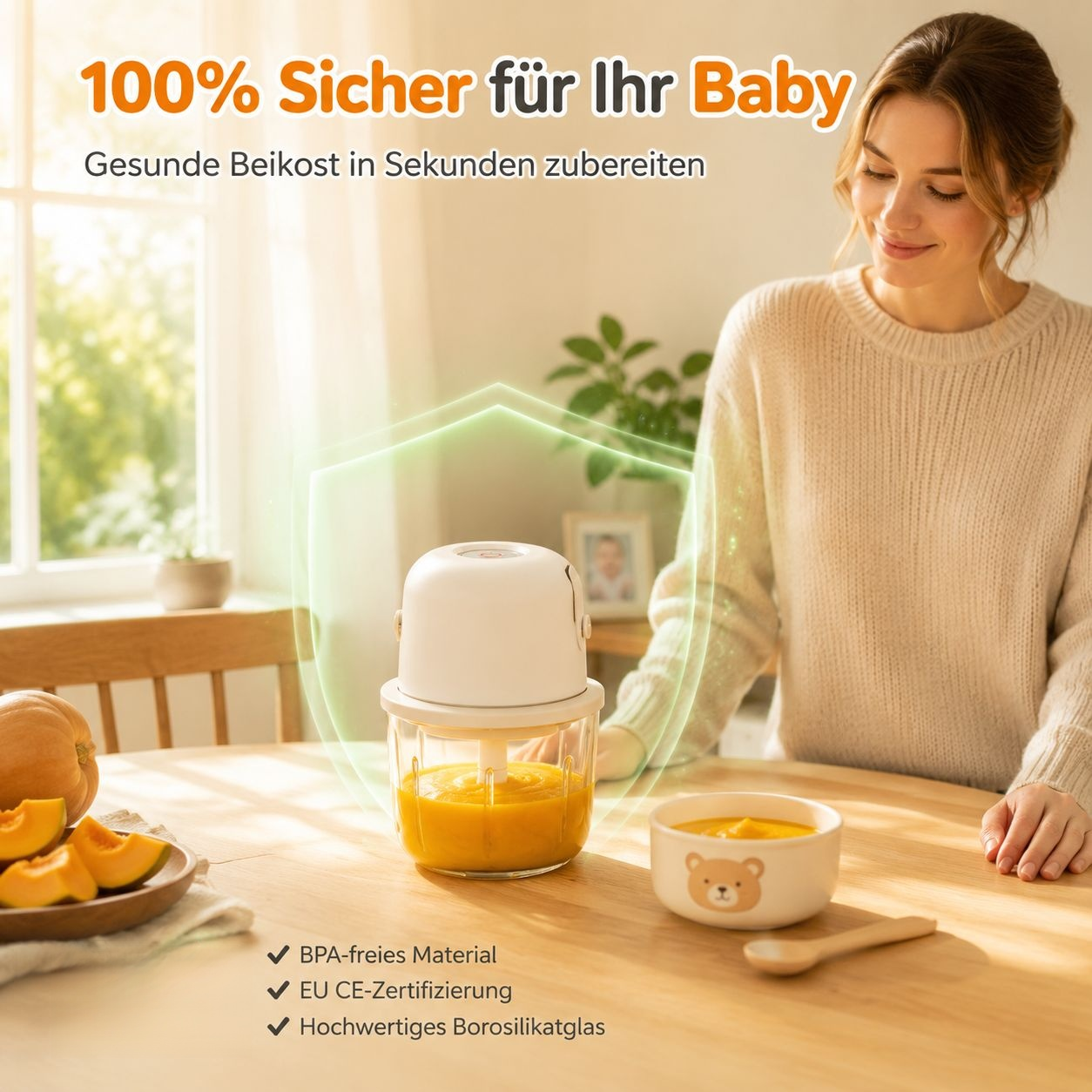 Kompakter Allzweckmixer zum Zerdrücken von Knoblauch und Hackfleisch