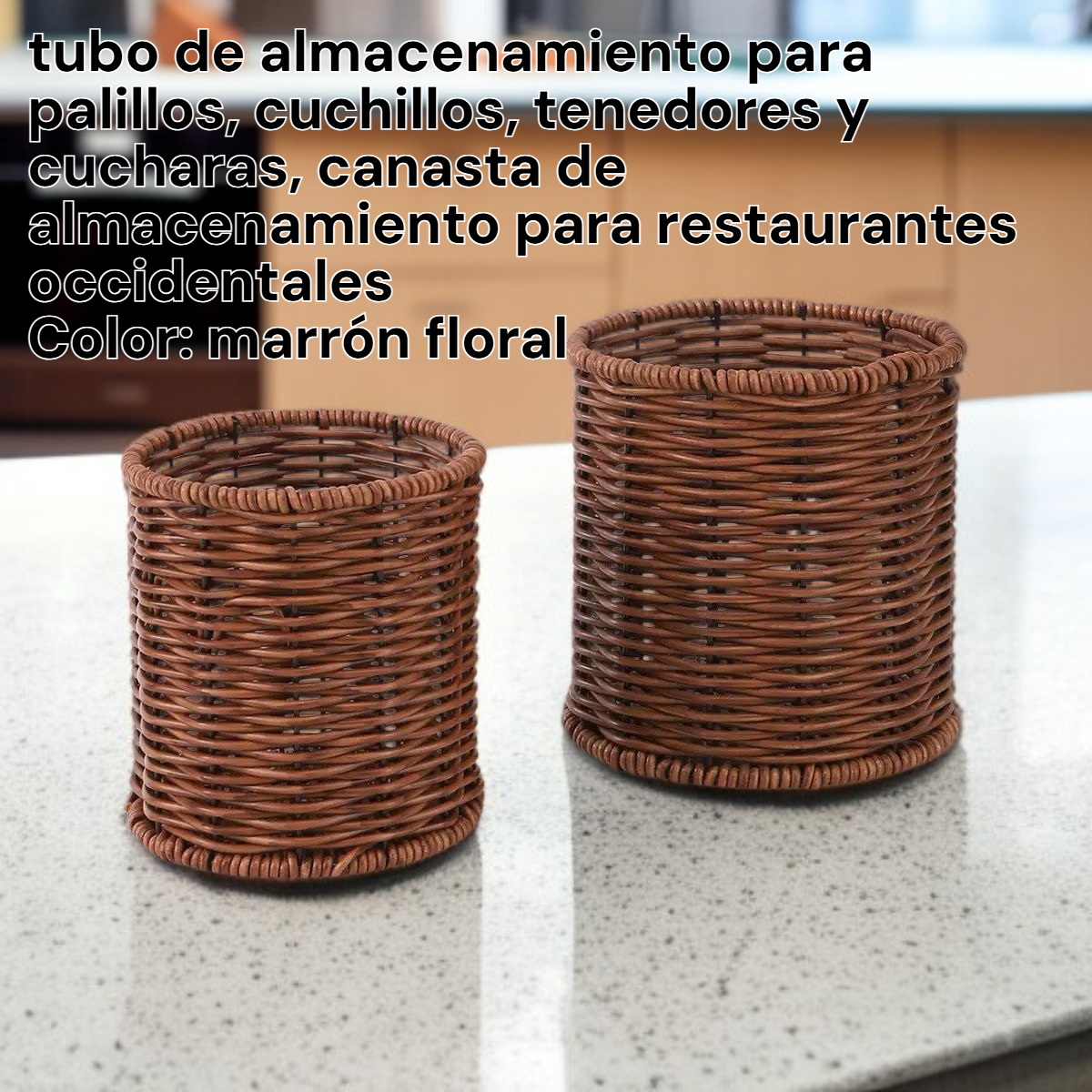 Cesta organizadora de cubiertos de estilo occidental, escurridor de cubiertos de imitación ratán