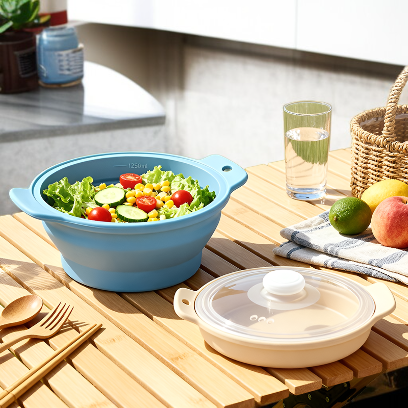 Praktisch für allein lebende Personen, platzsparendes Falt-Design, Topf und Teller in einem