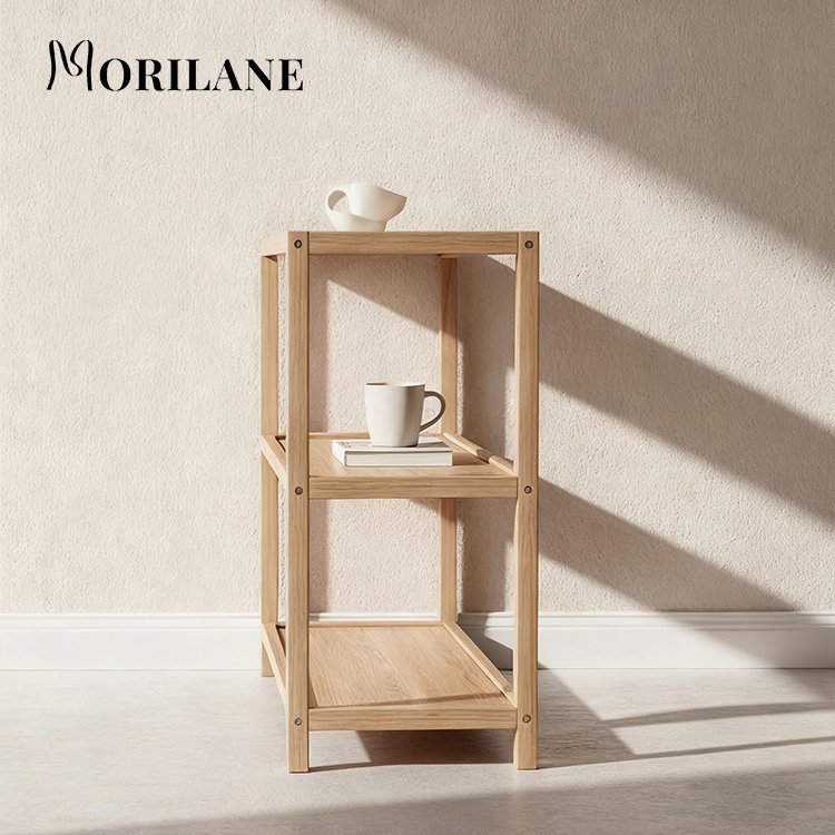 ชั้นวางของไม้สามชั้นแข็งแรงทนทาน