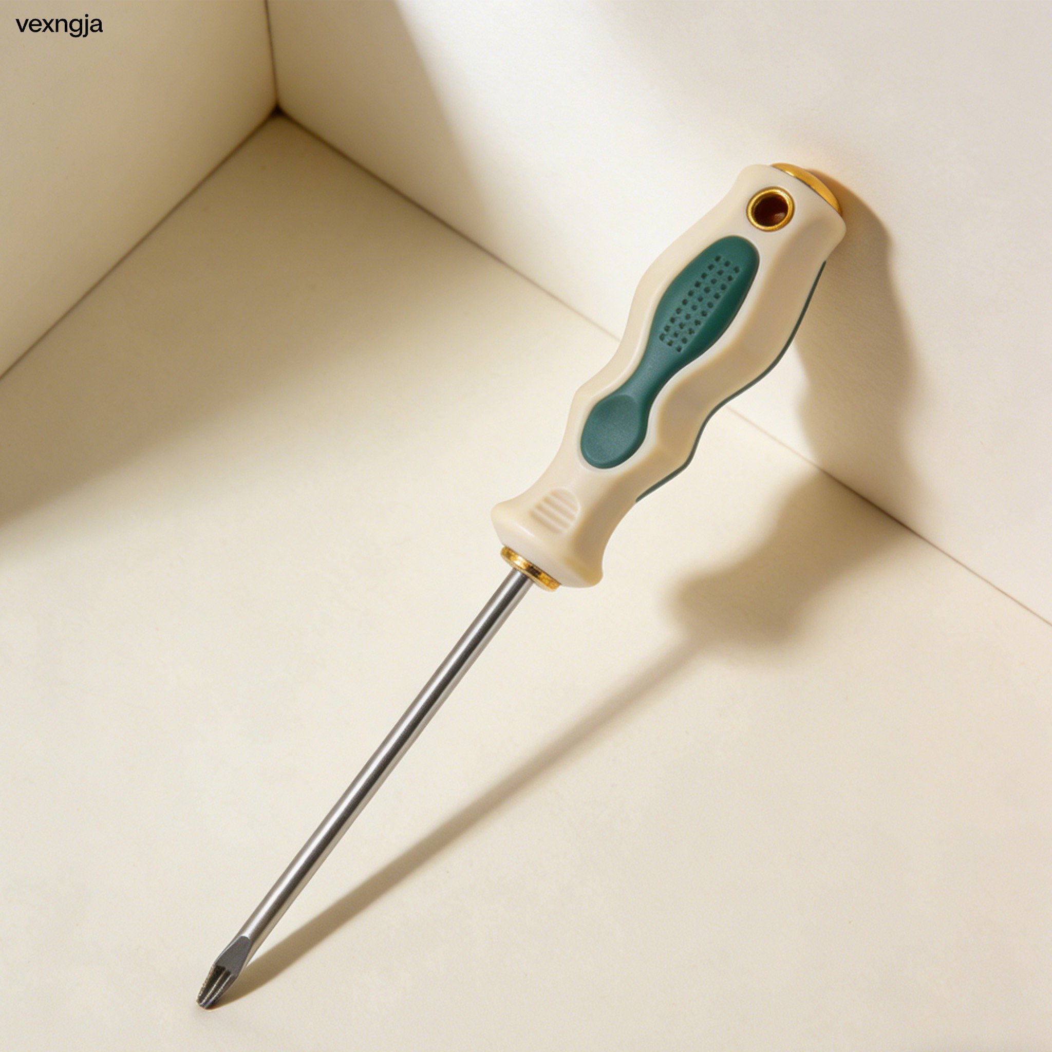 Screwdriver with slip-resistant handle in hand