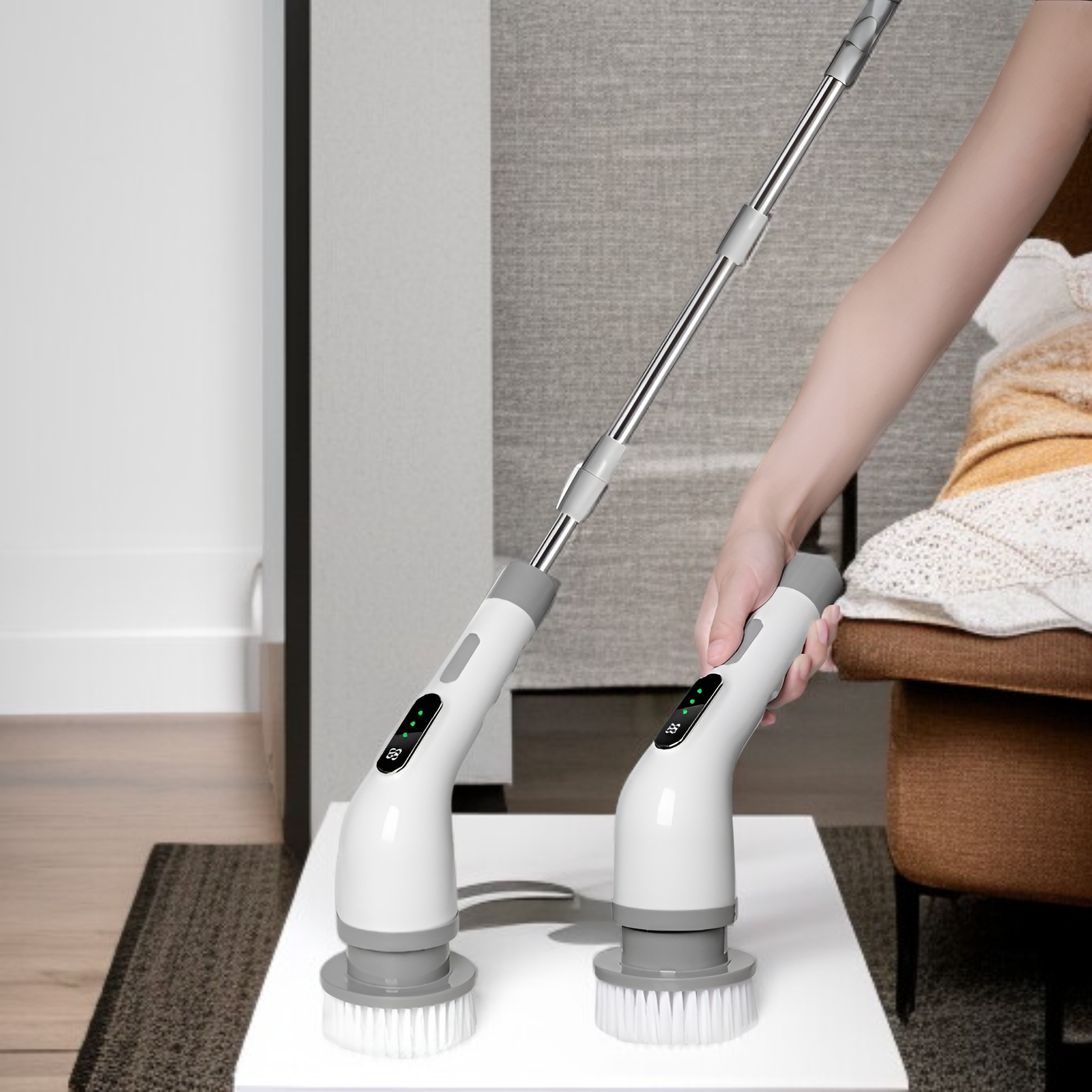 Cepillo de limpieza inalámbrico portátil con 9 cabezales para cocina y baño, multifuncional