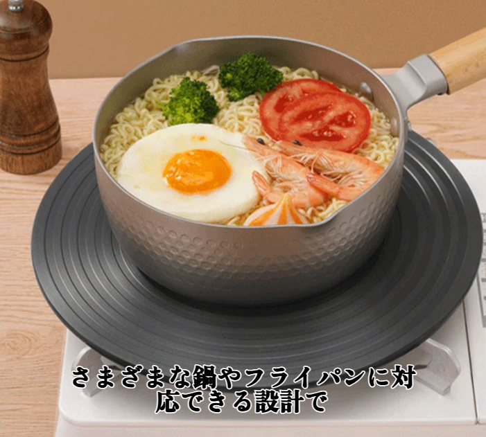 熱伝導プレートをガスコンロに設置した様子