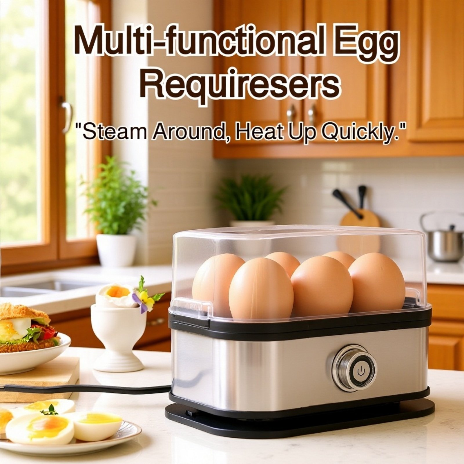 Portable Mini Stainless Steel Egg Cooker with Anti-Dry Burn & One-Touch Operation