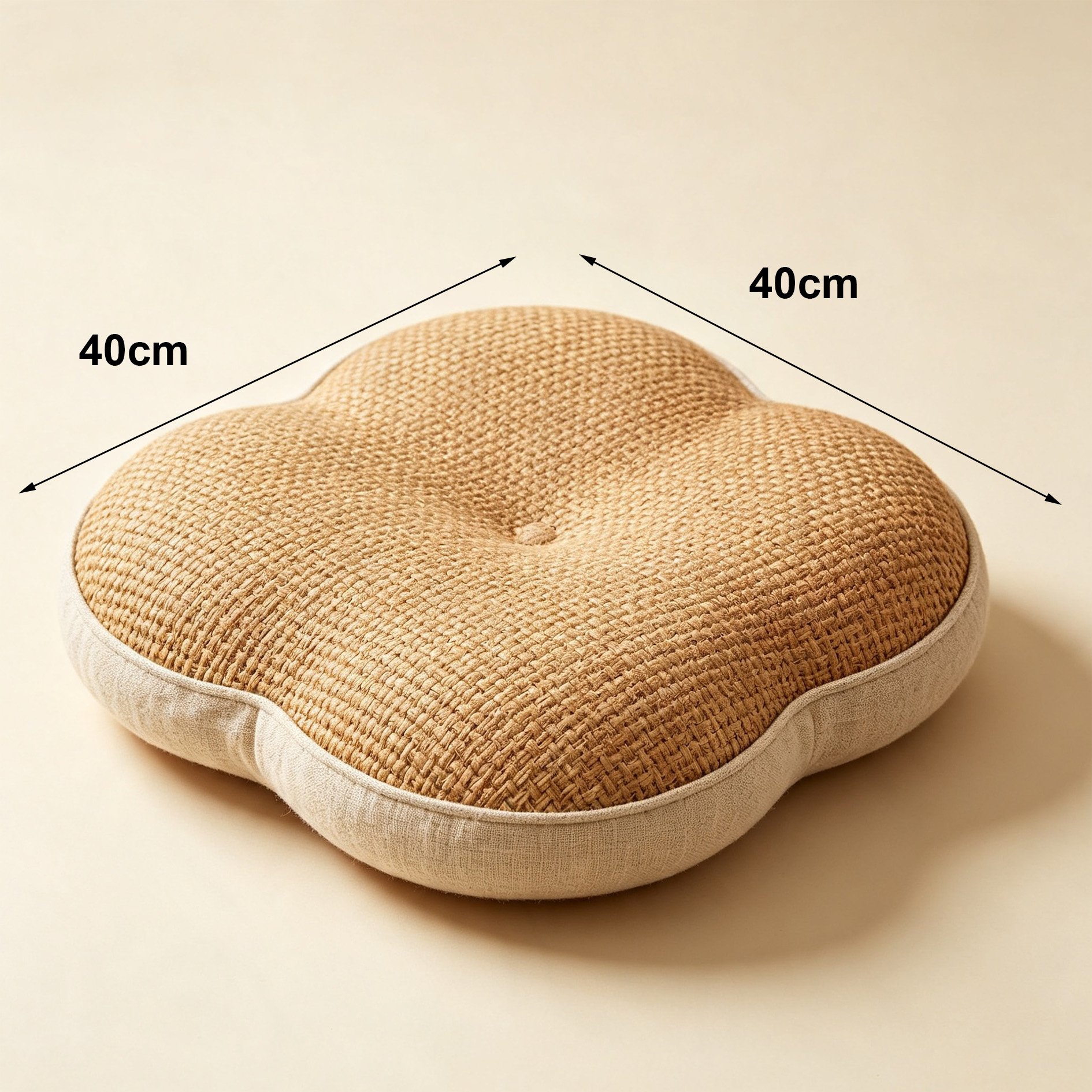 Decorative four-leaf clover cushions arranged on a wooden bench