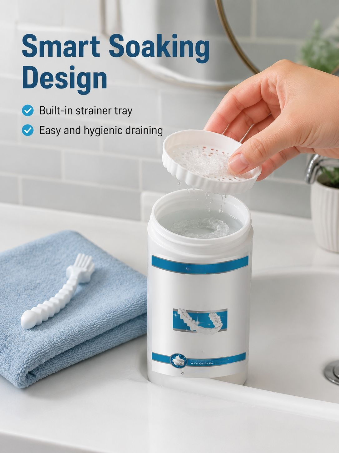 Sparkling clean dentures after using EELHOE Care Kit
