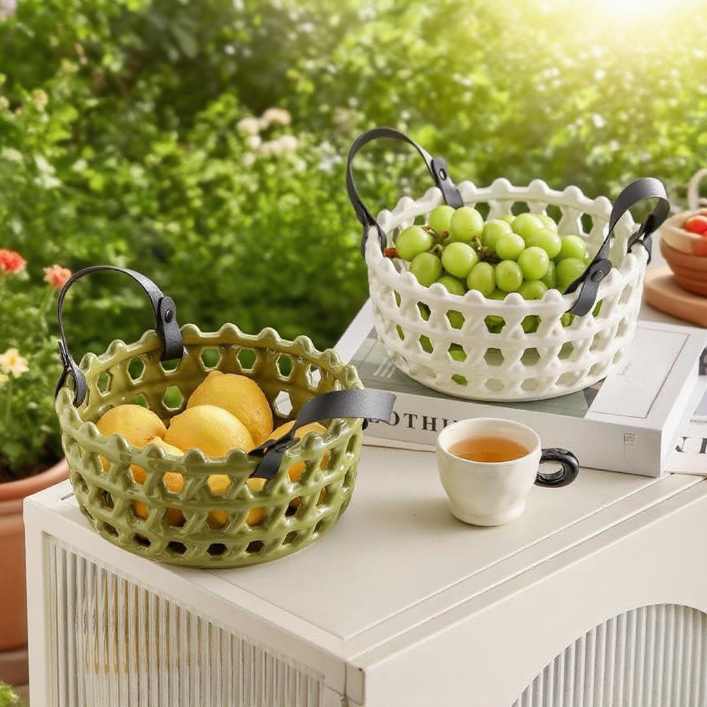 실용적인 도자기 과일 바구니 디테일