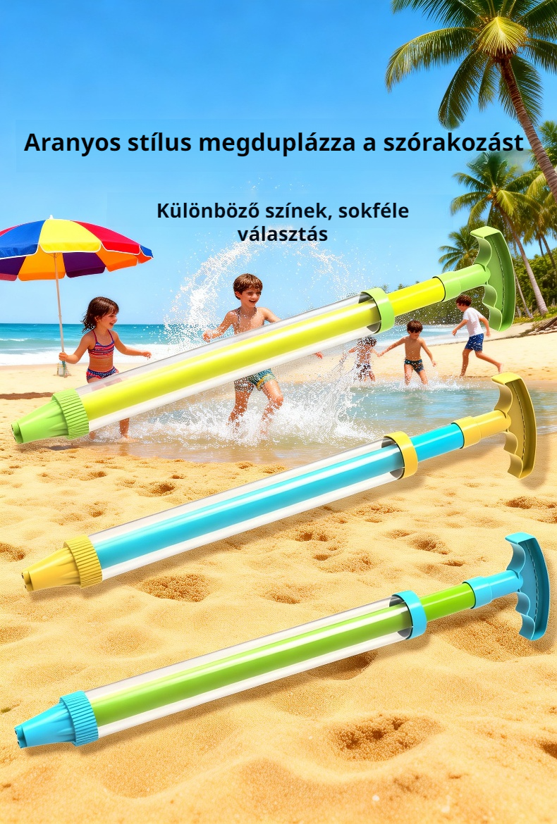 Fecskendős vízipisztoly kertbe