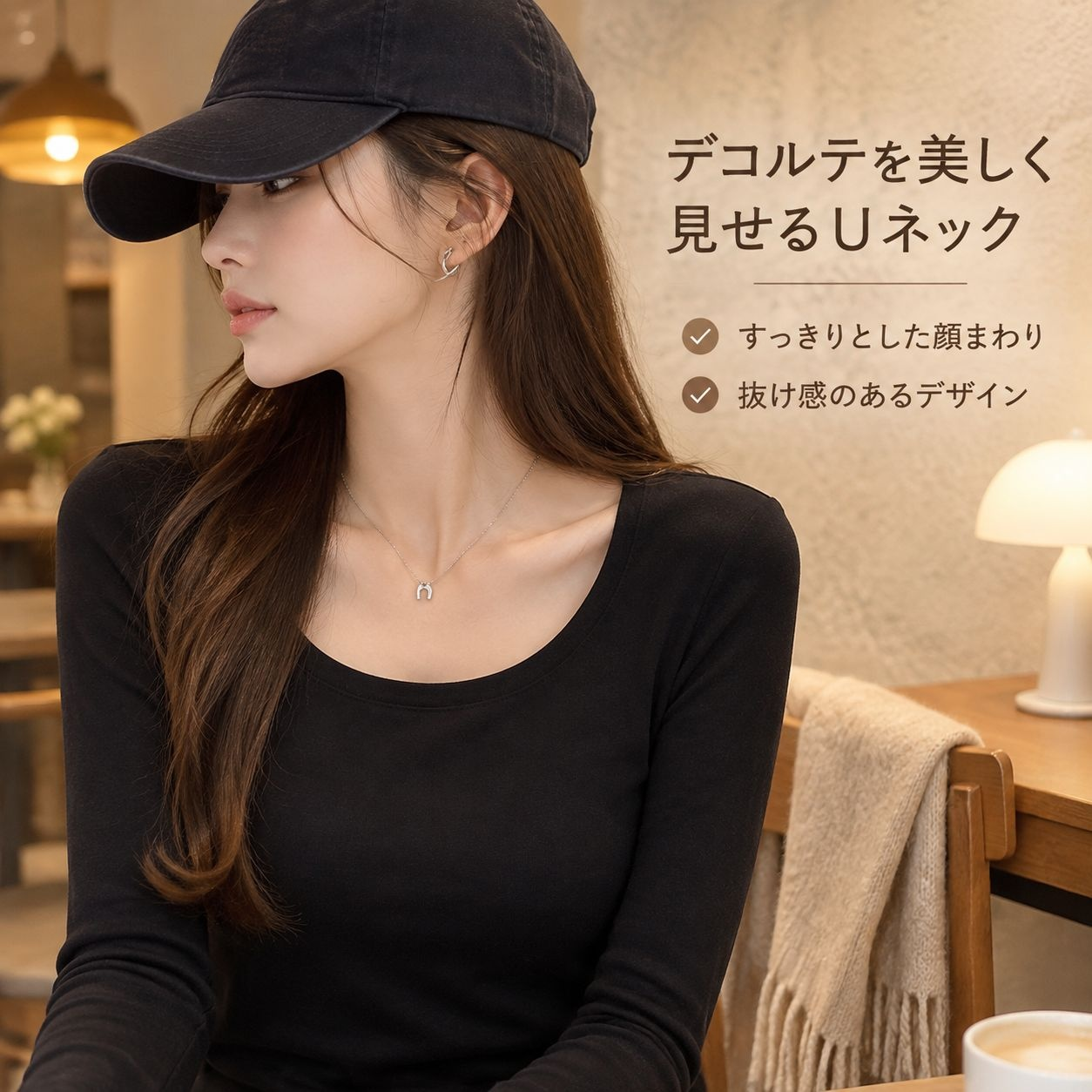 初秋 ベーシック インナー クルーネック 長袖Tシャツ レディース 秋冬 綿 伸縮 スリム トップス