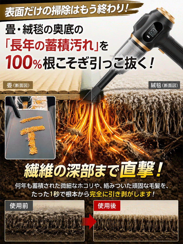 強力吸引コードレス掃除機