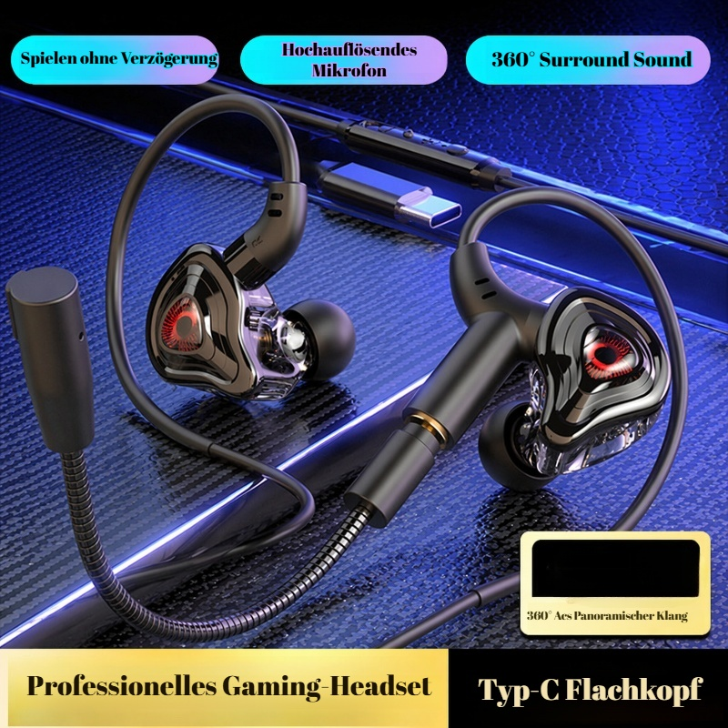 Gaming Kabelgebundenes Headset In-Ear mit Mikrofon und Bass-Ortung