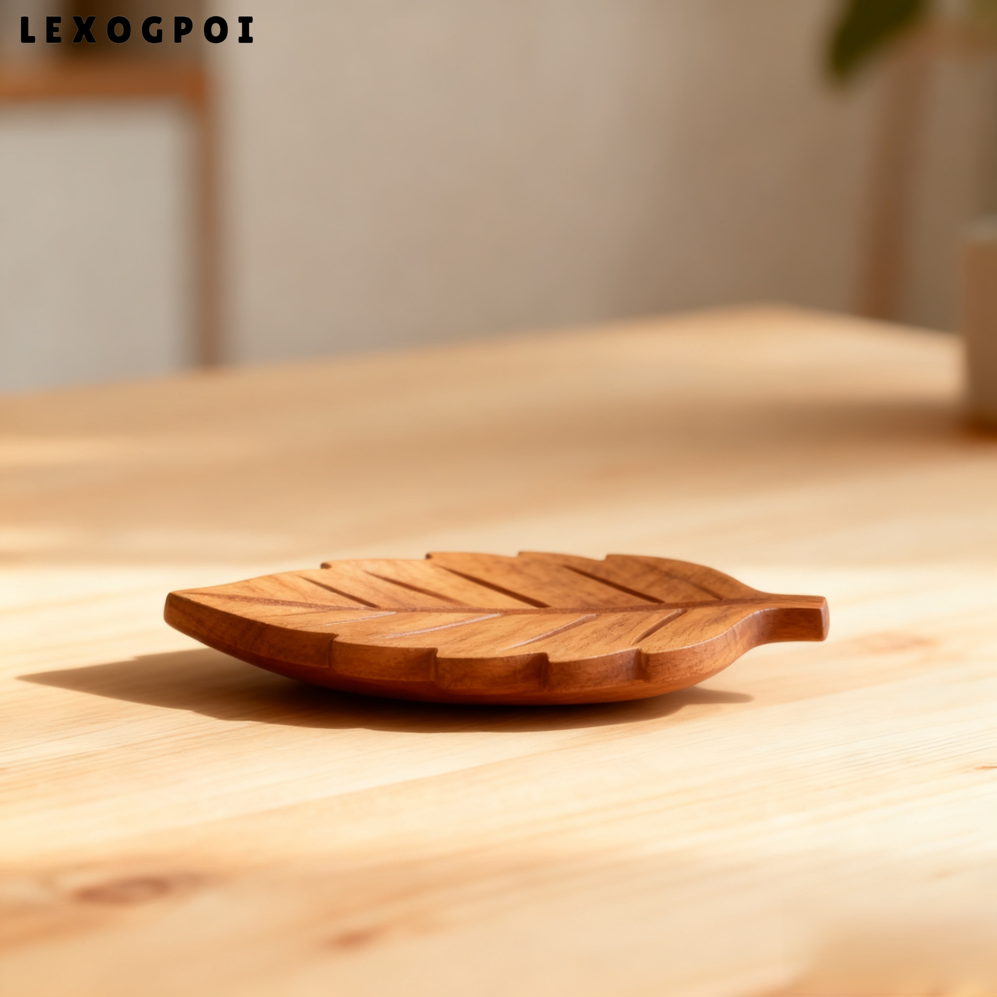 견고한 나무 잎 모양 쟁반 장식품 (5개)