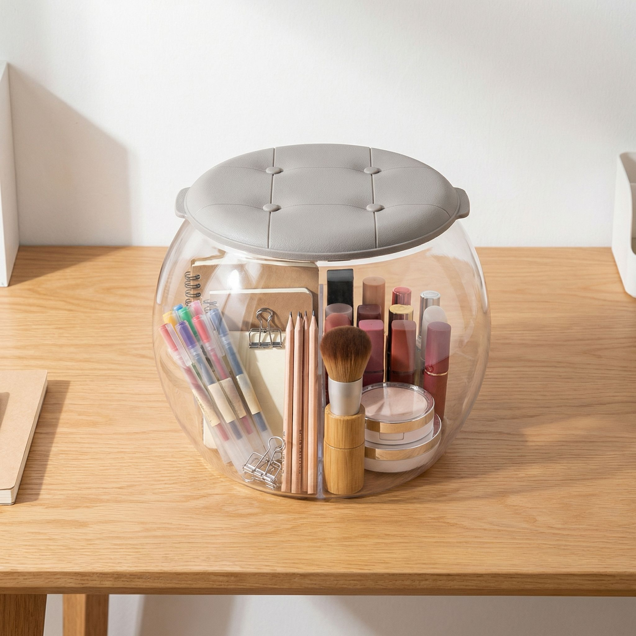 多機能透明収納スツール