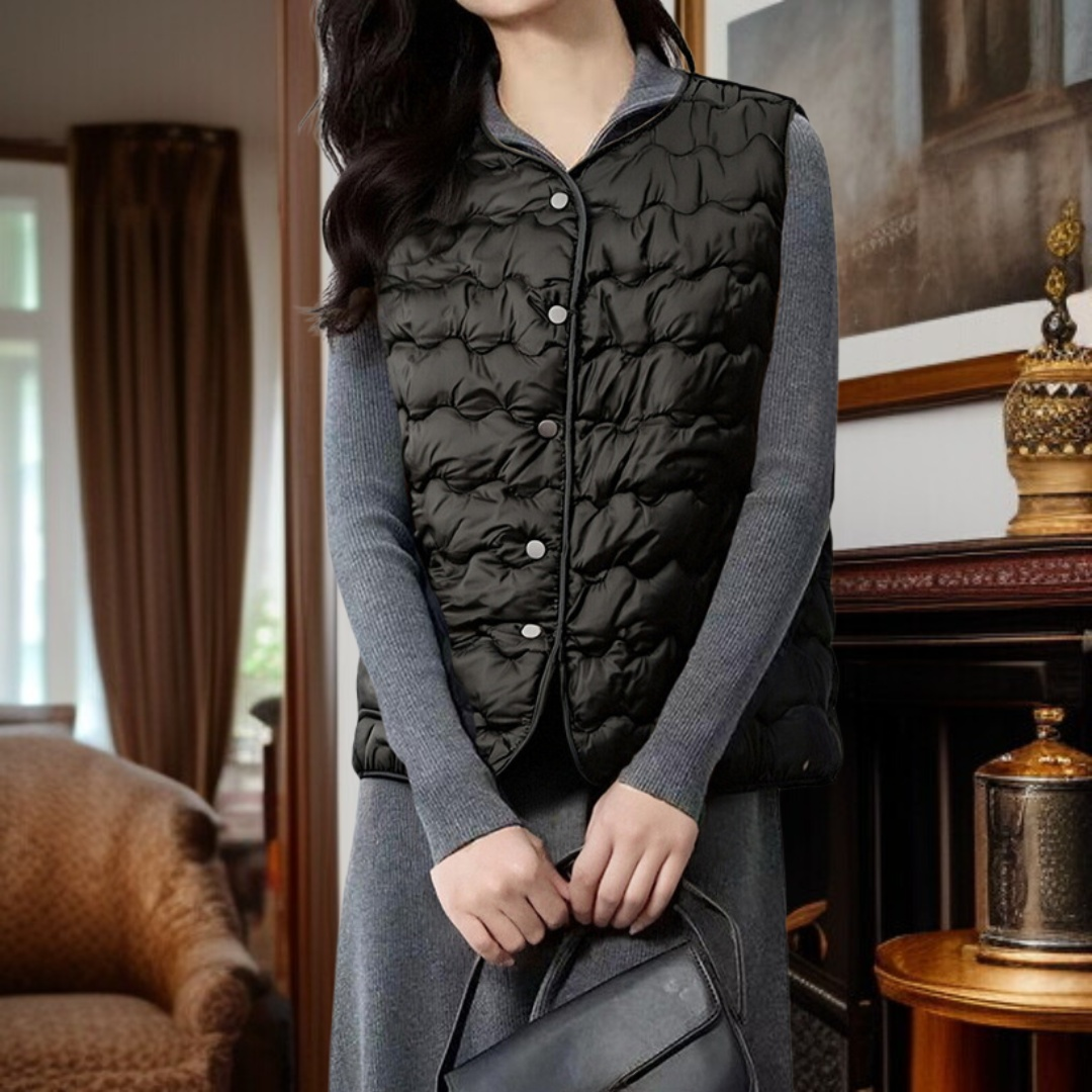 Women's short round neck warm cotton vest
