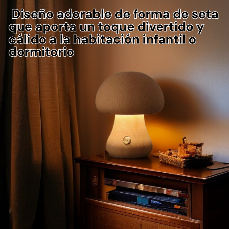 Luz de noche con forma de seta para niños, lámpara táctil de mesita de noche para dormitorio