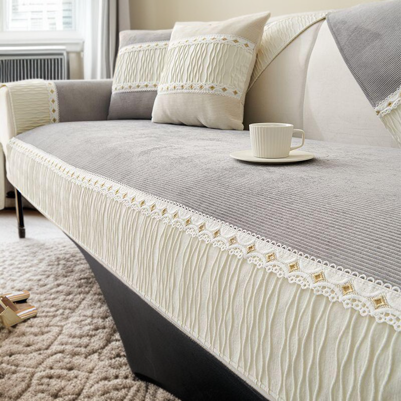 高品質奶油色沙發墊四季通用防滑皮沙發套蓋