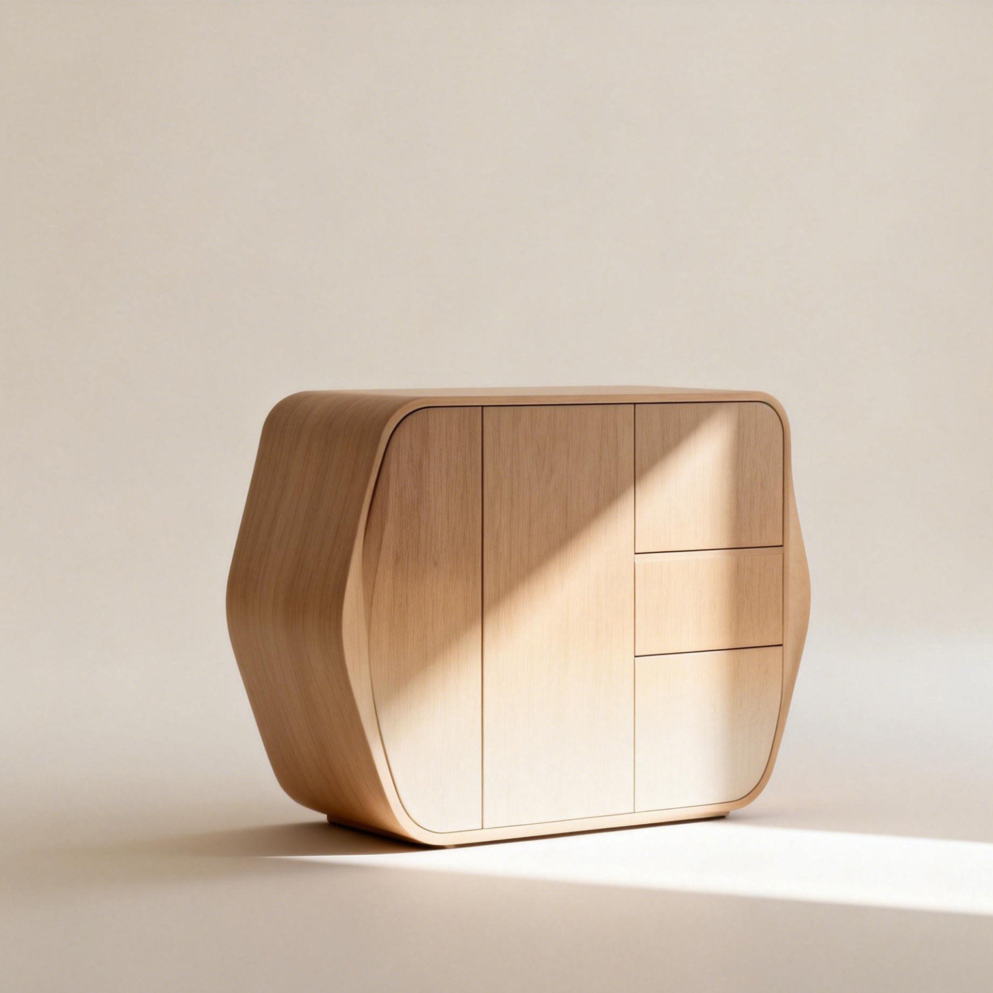 デスク用天然木収納ボックス