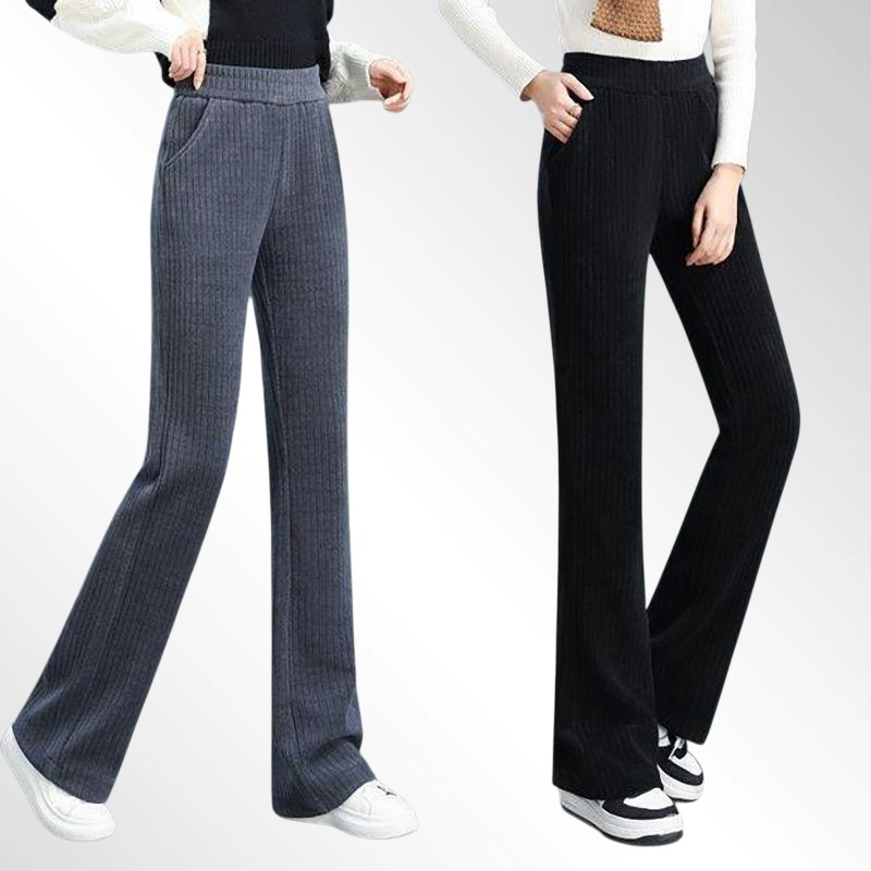 셰닐 하이웨이스트 패션 스트레이트 레그 와이드 레그 팬츠