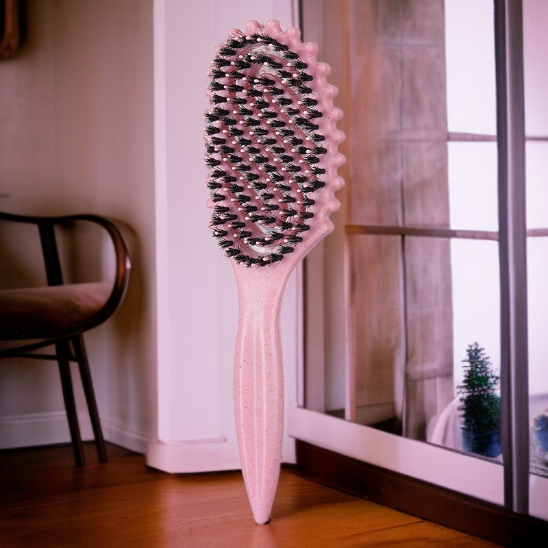 Lockenbürste mit Wildschweinborsten, Skelettbürste, Styling- und Massagebürste